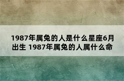 1987年属兔的人是什么星座6月出生 1987年属兔的人属什么命